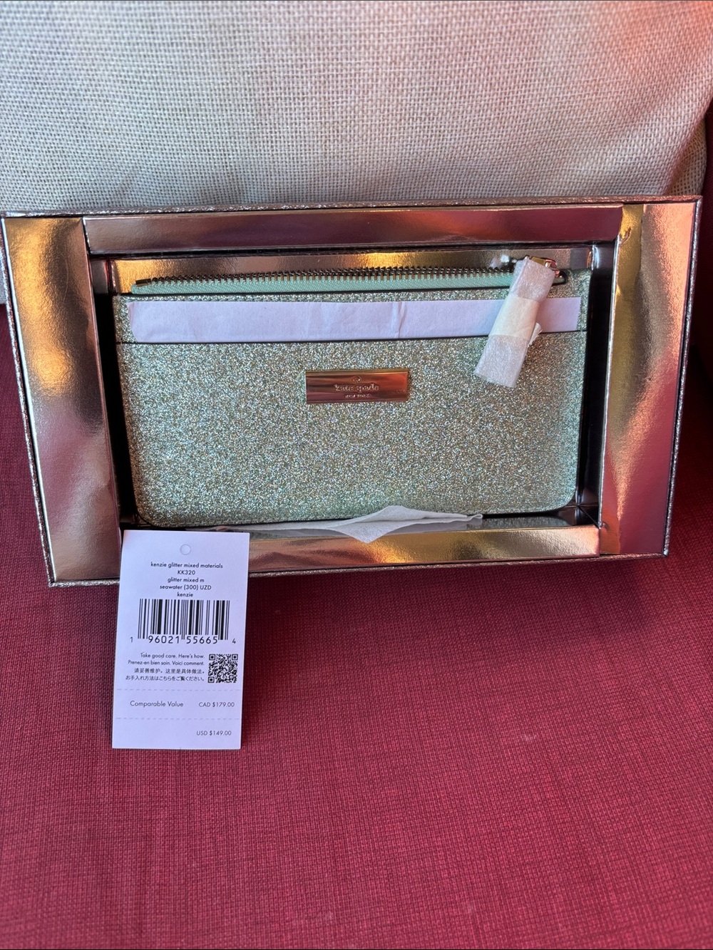 kate spade glitter wallet.  New in box.